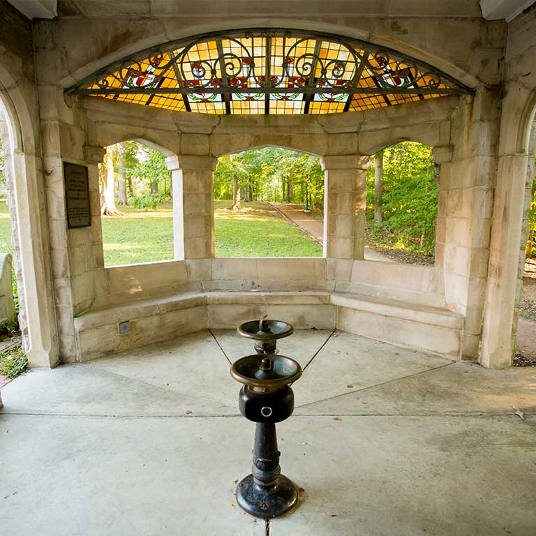A view of the inside of the Rose Well House